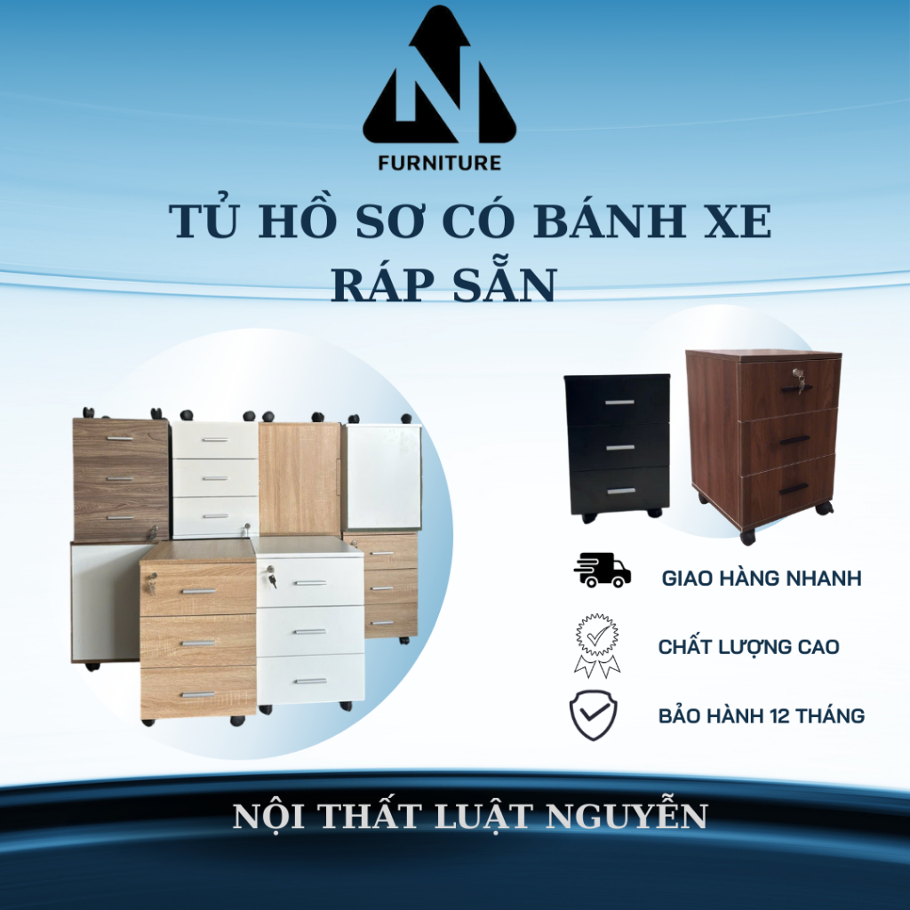  Tủ đa năng tủ đựng tài liệu hồ sơ 3 ngăn kéo có bánh xe 