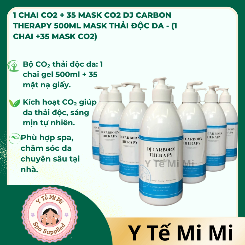 1 Chai CO2 + 25 mask CO2 DJ CARBON THERAPY 500ml mask thải độc da -  (1 chai +35 mask co2)