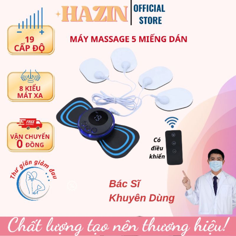 Máy Massage xung điện mini hàng loại 1 có điều khiển nâng cấp 5 miếng dán,máy Massage toàn thân giảm đau mỏi toàn diện