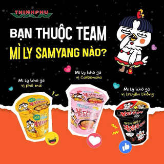  Combo 3 ly - Mì ly Samyang Buldak phomai  Mì ly gà khô đen Samyang  Mì ly hồng carbonara 