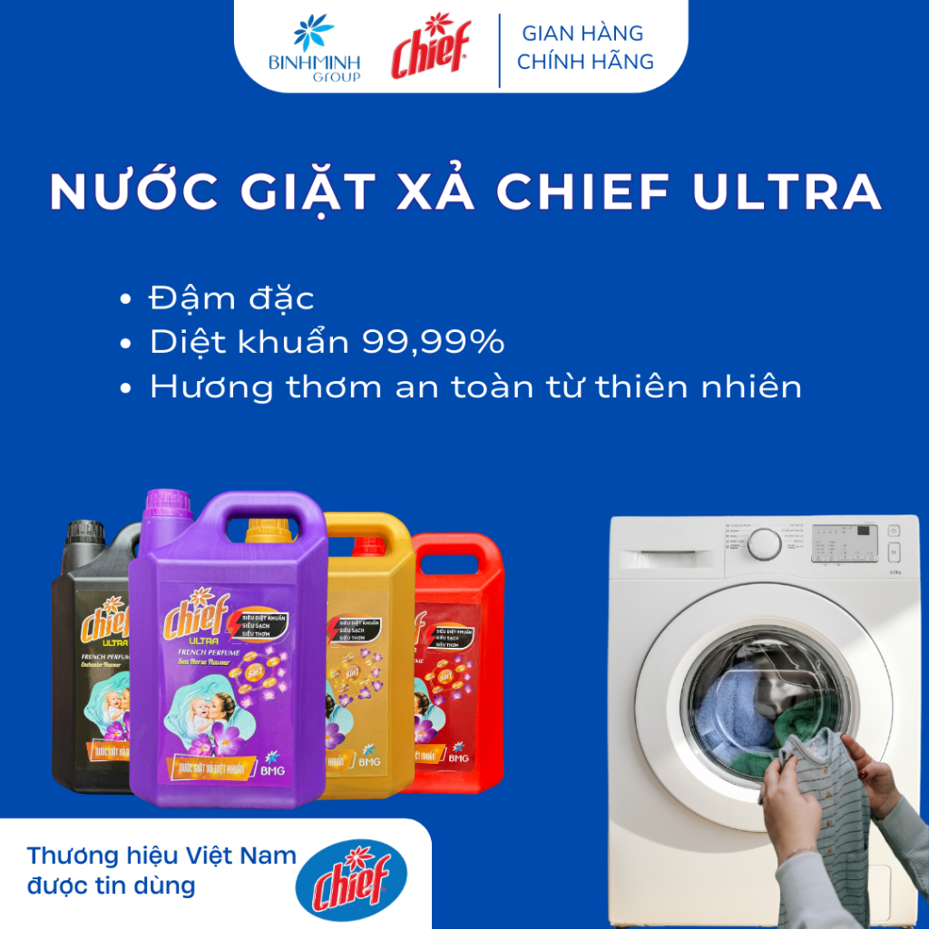 Nước Giặt Xả Chief Ultra 5Kg Hương Enchanter Siêu Thơm Siêu Sạch