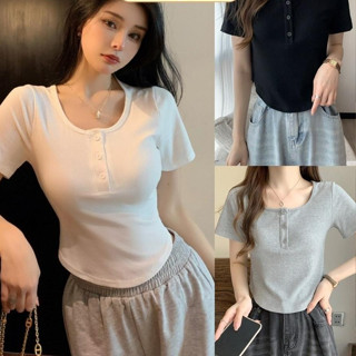  Áo thun nữ cộc tay áo vạt bầu 3KHUY Cổ U CaMa Store M1841 