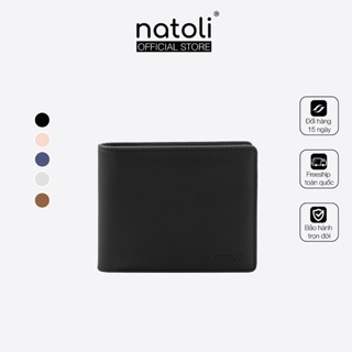 Ví nam nữ da gấp đôi dáng ngang NATOLI đựng thẻ cầm tay cao cấp BST Simple Horizontal Wallet V4