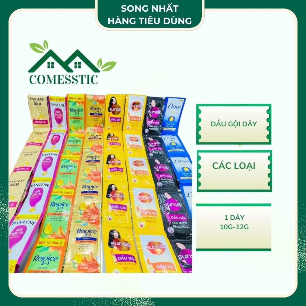   Combo 3-5 Dây Dây Dầu Gội Dầu Xả Dove Rejoice Pantene,Sunsilk,Clear bạc hà Head Palmolive các loại từ 10-16 gói 