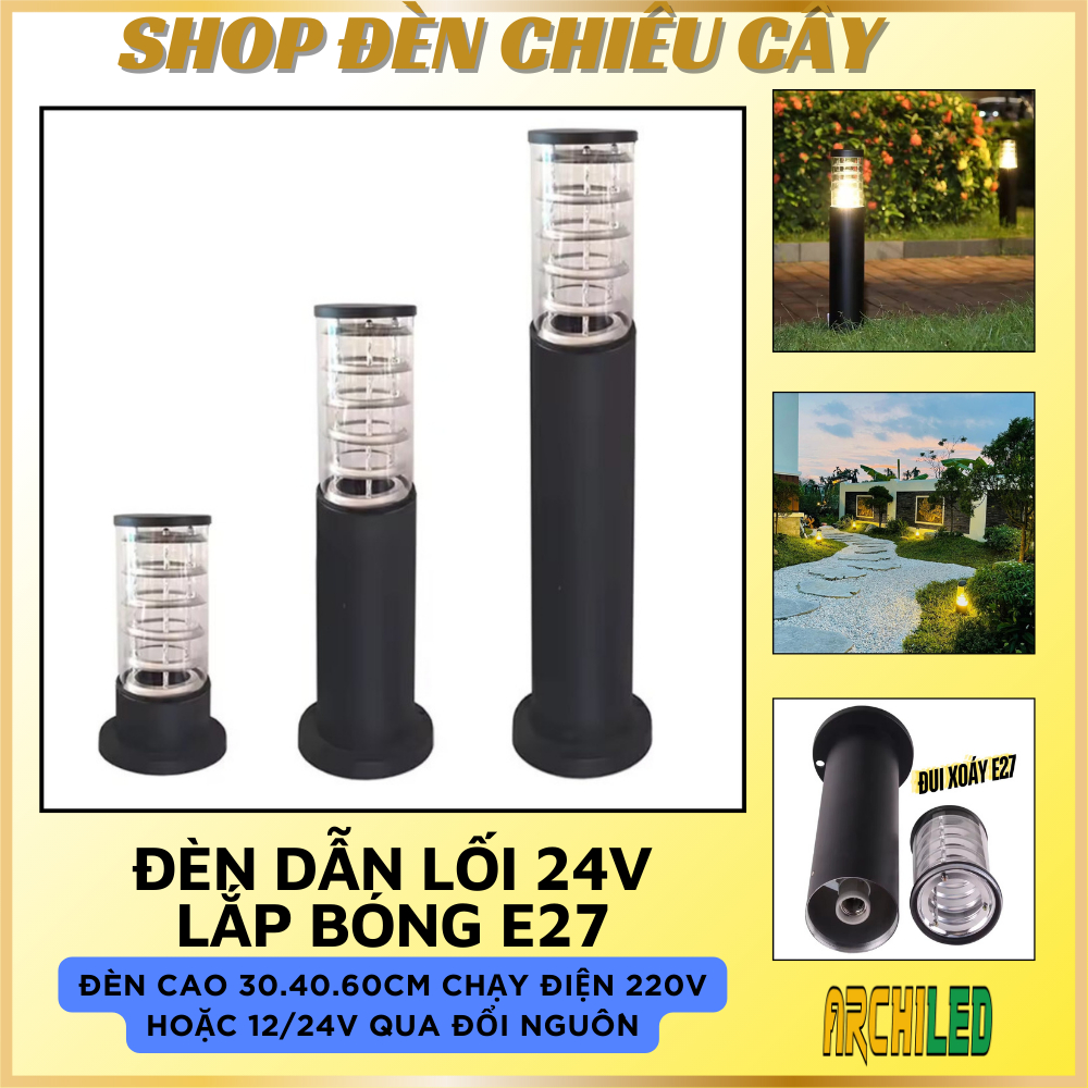 Đèn Dẫn Lối - Điện Áp 24V, Đèn Nấm Sân Vườn, Chạy Qua Bộ Đổi Nguồn Trang Trí Lối Dạo, Homestay, Reso
