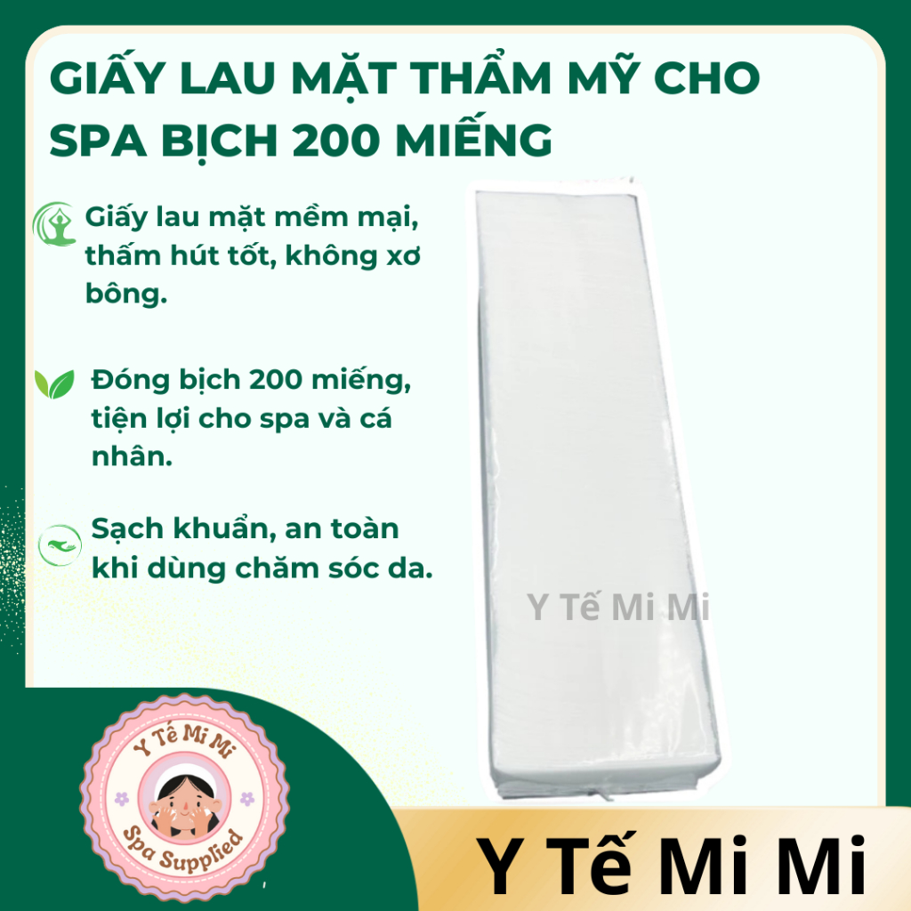 Giấy lau mặt thẩm mỹ cho spa bịch 200 miếng