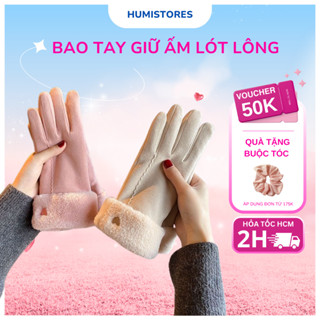 Găng Tay Giữ Ấm Mùa Đông HUMI Cho Nữ Lót Lông Cao Cấp Mềm Mịn Dùng Được Cảm Ứng