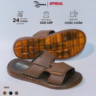 Dép da nam Dinosa quai may,Dép quai bản trung niên đế cao su chống trơn,Dép 2 quai tặng bố cao cấp.