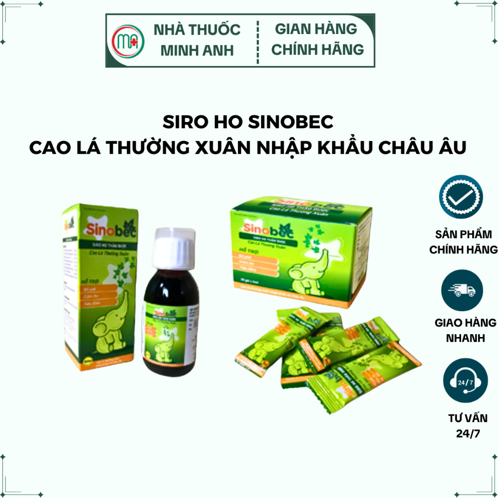 [Date 01/2029] Siro Ho Thảo Dược Sinobec cho bé Hỗ trợ Giảm ho - Bổ phế  - Tiêu đờm (Dạng chai 100ml