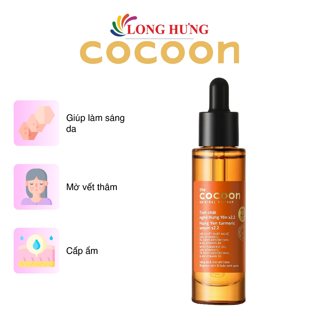 Tinh chất nghệ Hưng Yên Cocoon x2.2 với 22% vitamin C làm sáng da và mờ vết thâm (30ml)