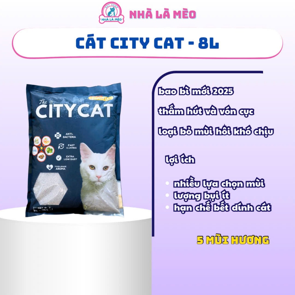Cát CITY CAT Siêu Vón Hút Khử Mùi - 8L Bao Bì Mới 2025