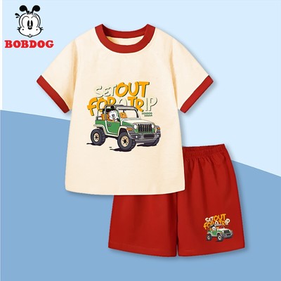 Đồ bộ bé trai BOBDOG set quần áo cotton thoáng mát in hình oto cute N-BDO13 cho bé