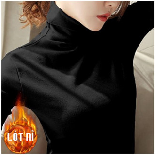 Áo thun giữ nhiệt nữ cao cổ LÓT NỈ co giãn tốt phong cách Hàn Quốc hàng Quảng Châu loại 1 AL06