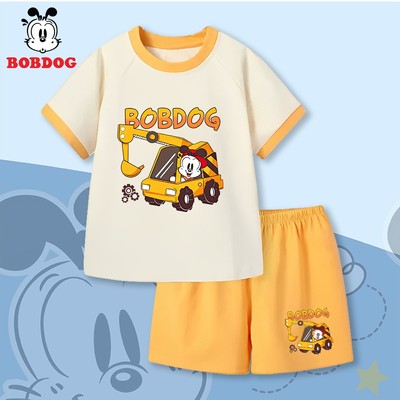 Đồ bộ bé trai BOBDOG set quần áo cộc tay cotton in hình máy xúc cute N-BDO17 cho bé