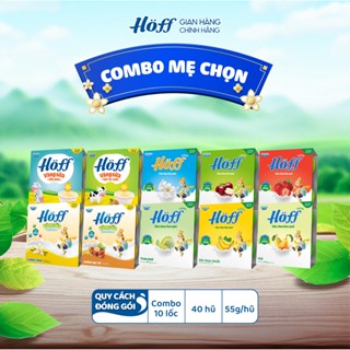 Combo Mẹ Chọn sữa chua, váng sữa trẻ em Hoff mix vị bổ sung dinh dưỡng cho bé 10 lốc (40 hộp x 55g)