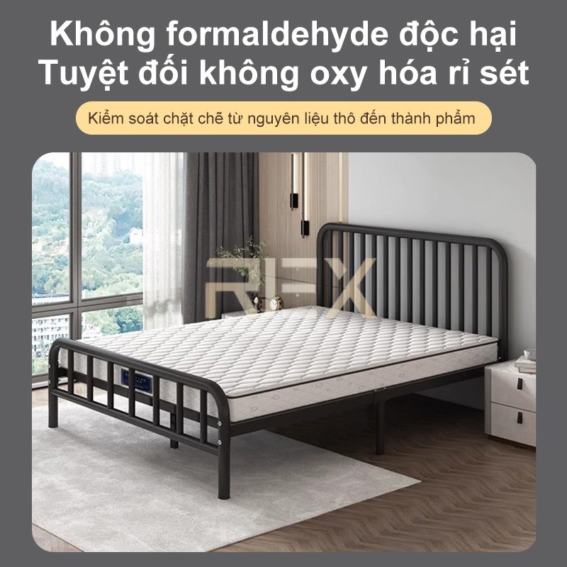 REX  Giường Sắt Với Thanh Đỡ Bằng Thép Mỹ Nghệ Cao Cấp 1m2/1m5/1m8 - Chống Gỉ | BigBuy360 - bigbuy360.vn