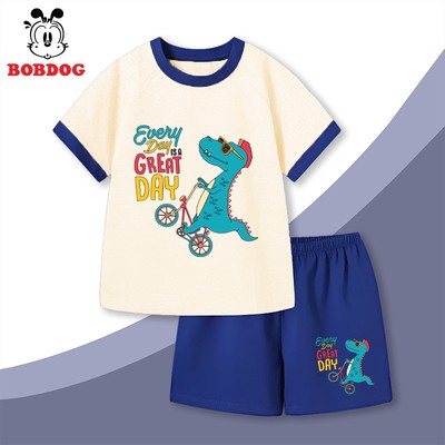 Đồ bộ bé trai BOBDOG chất liệu cotton in hình Khủng long cute N-BDO64 mới nhất cho bé