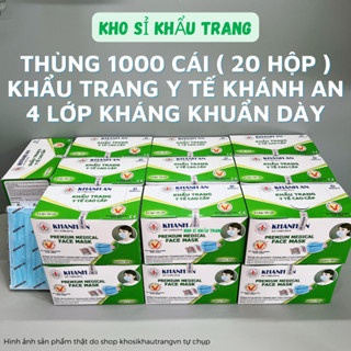 Thùng 1000 cái ( 20 hộp ) khẩu trang y tế Khánh An 4 lớp kháng khuẩn dày