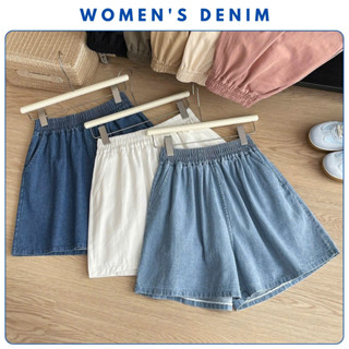 Quần short denim bò nữ bigsize lưng chun co giãn ống rộng thoải mái SH21 Quần đùi jeans kaki nữ mặc nhà cạp cao tôn dáng