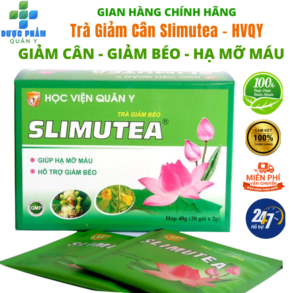 Trà Giảm Cân Slimutea Học Viện Quân Y Giúp Hỗ Trợ Giảm Cân, Giảm Béo, Hạ Mỡ Máu Hiệu Quả, Hộp 20 gói