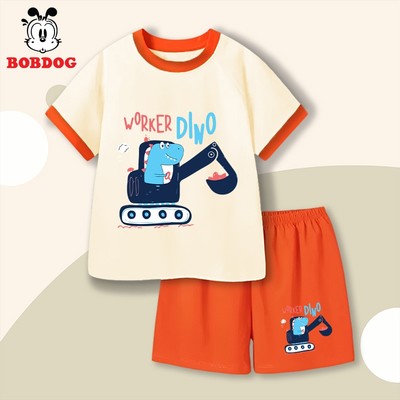 Đồ bộ bé trai BOBDOG  set quần áo cotton in hình máy xúc, máy cẩu cute N-BDO83 mới nhất cho bé