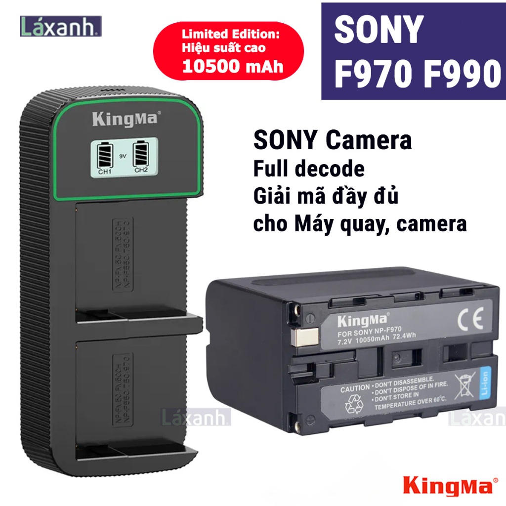 Sony F970 F960 F990 F980 | Pin Kingma Dung lượng cao và sạc siêu nhanh cho đèn chụp studio, máy quay
