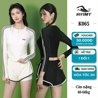 Set 3 món đồ bơi nữ dài tay chống nắng, bảo vệ da, quần áo nữ đi biển, đi bơi mùa hè SWIMY