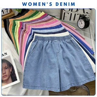 Quần short jeans nữ bigsize lưng chun co giãn ống rộng thoải mái SH25 Quần đùi denim bò nữ mặc nhà cạp cao tôn dáng