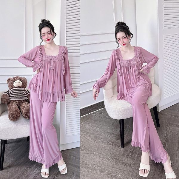 Đồ Ngủ Nữ Tiểu Thư Quần Dài, Đồ Ngủ Bigsize Lưới Thun 2 Lớp Mềm Mịn 70kg | BigBuy360 - bigbuy360.vn