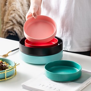   SẴN  Đĩa sâu lòng 15-20cm dĩa tròn thành cao nhiều màu pastel cực đẹp - Đĩa sứ nhà hàng cao cấp 