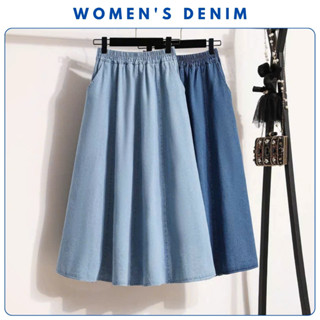 Chân váy jeans bigsize nữ dáng dài chữ A thiết kế cạp chun co giãn Chân váy denim bò nữ cạp cao che khuyết điểm CV63