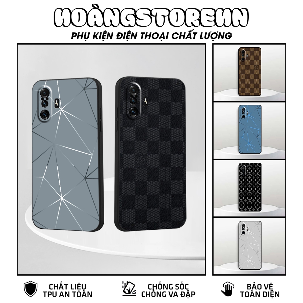 Ốp Xiaomi K40 Gaming / K40 / K40 Pro / K40 Pro Plus / K40 Pro+ in hình thương hiệu LV, họa tiết xanh