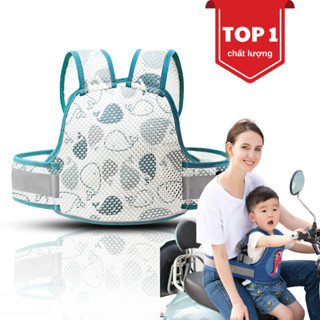 Đai Đi Xe Máy Aiebao Cao Cấp Vải Lưới 3 Lớp Thoáng Khí, Cải Tiến Mới Nhất 2 Đai Lưng, An Toàn Cho Bé