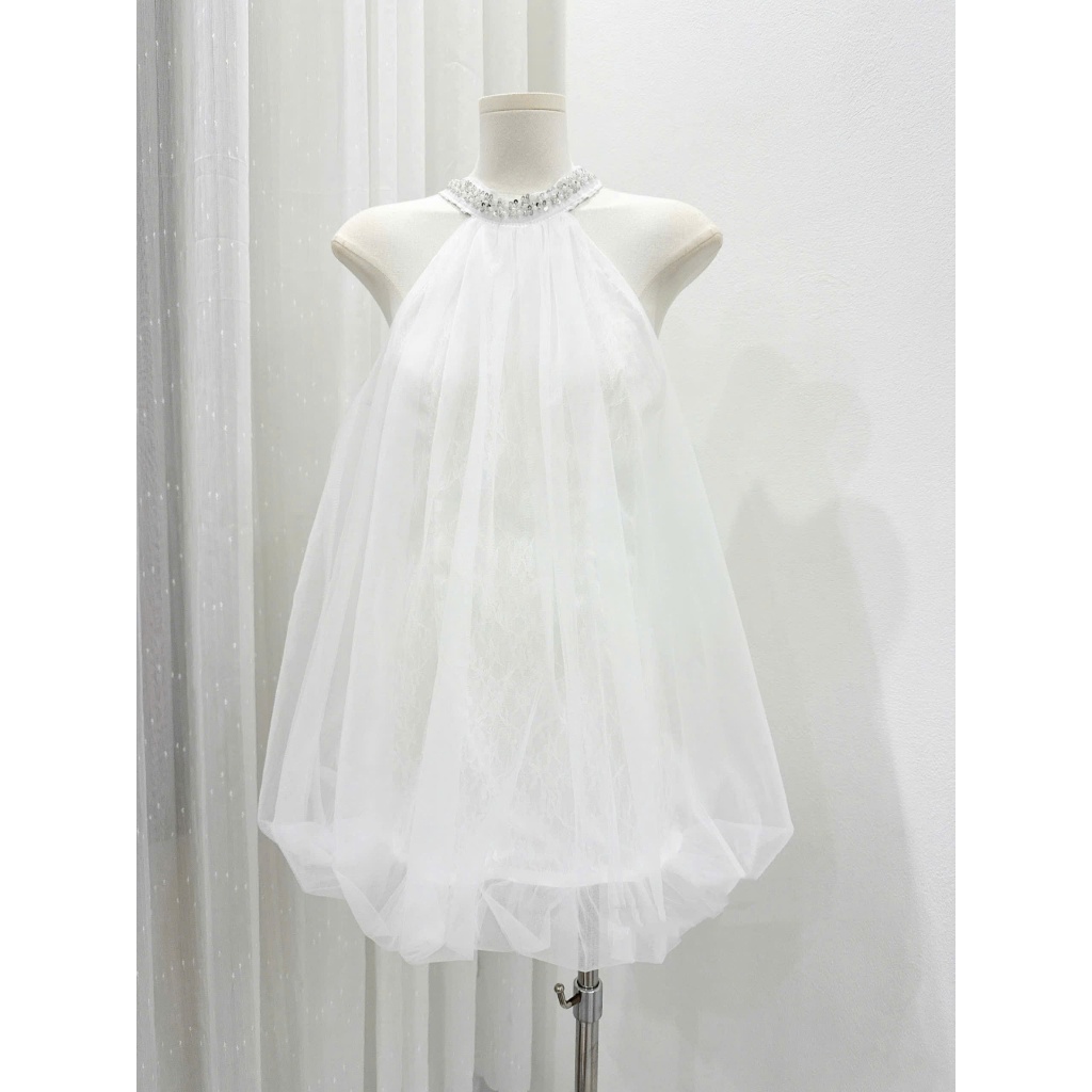 [V.05]: Váy Yếm Tơ Đính Đá Cổ Form Suông Bồng Lót Ren 2 Màu Sang Chảnh Kèm Quần Bảo Hộ (Ảnh Thật Trải Sàn) Lollaye | BigBuy360 - bigbuy360.vn