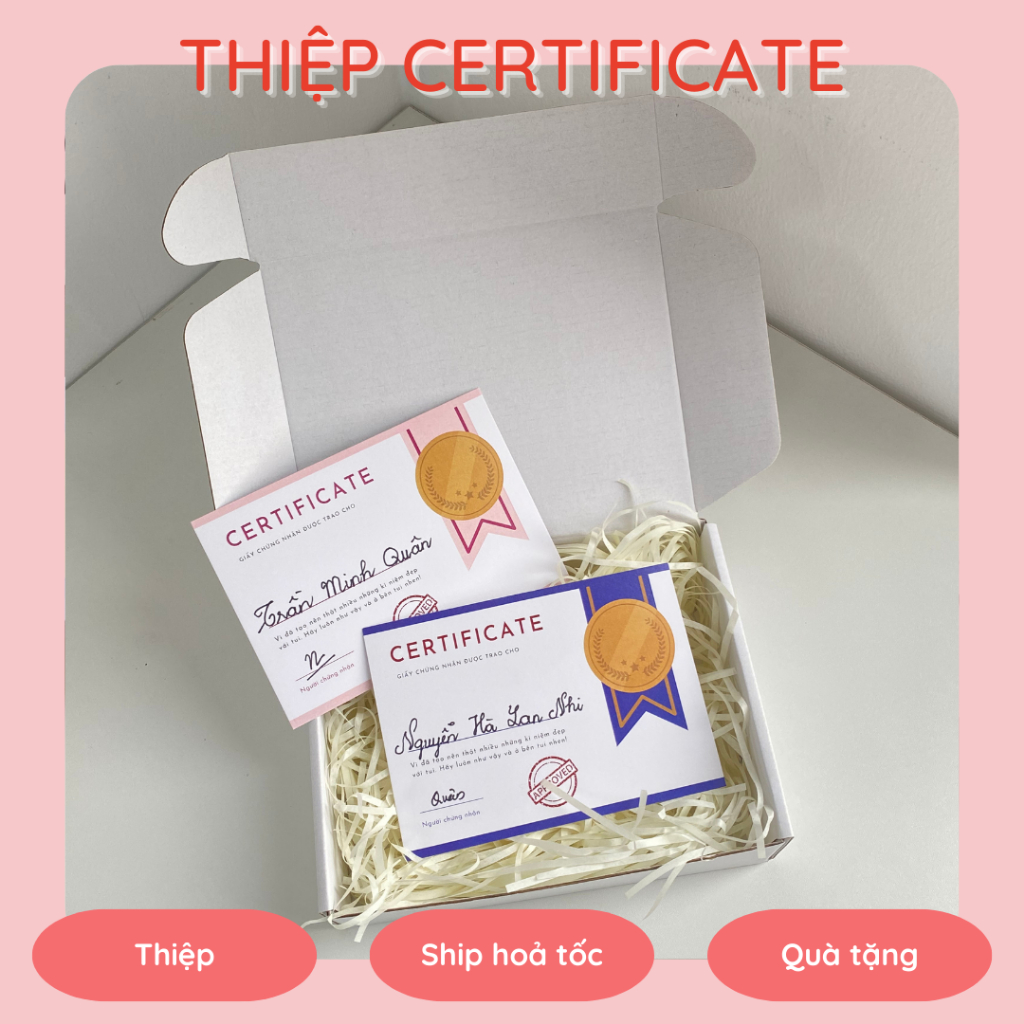 Thiệp chứng nhận dành tặng bạn bè, người thân, người yêu thiết kế molli.store__