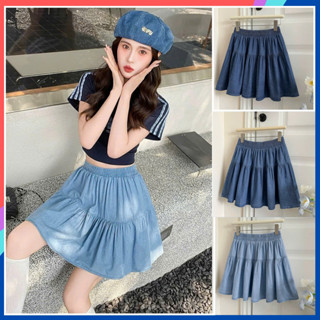 Chân váy bigsize jean bò nữ ngắn dáng chữ A cạp chun siêu cõ giãn 2 lớp Chân váy kaki jean cạp cao tôn dáng dễ mặc CV66