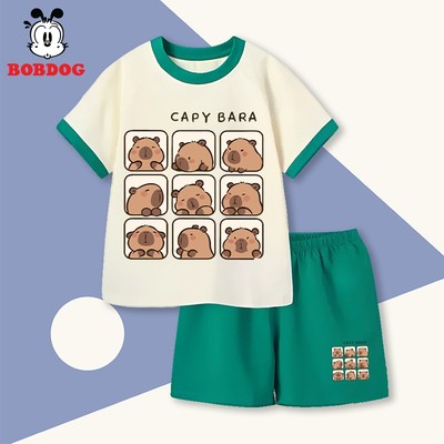 Đồ bộ bé trai BOBDOG chất liệu cotton in hình Capybara cute N-KS46 mới nhất cho bé