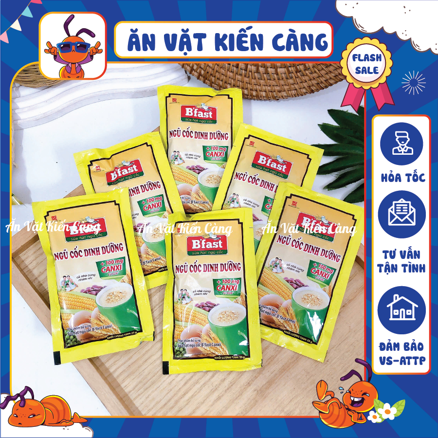 [COMBO 5 GÓI] Ngũ cốc dinh dưỡng CANXI Bfast Vinacafe (Gói 25g) - Ngũ cốc tuổi thơ thơm ngon