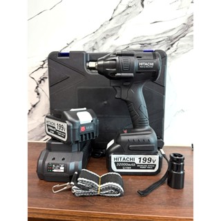 Máy siết bulong HITACHI đầu đen 199V có đèn báo pin
