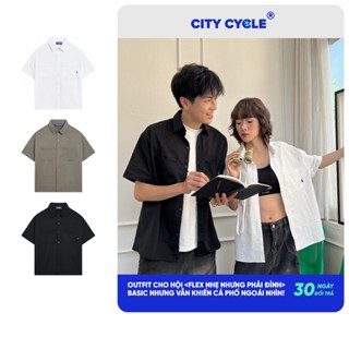 Áo sơ mi ngắn tay nam nữ boxy Local Brand Chính Hãng City Cycle Áo sơ mi Simple Flex