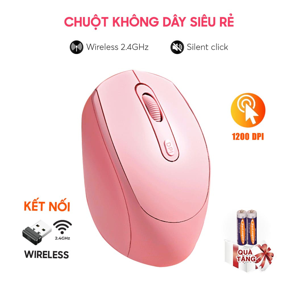 Chuột không dây C1 kết nối Wireless 2.4G pin rời dùng làm việc chơi game văn phòng