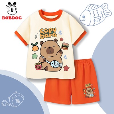 Đồ bộ bé trai BOBDOG, set quần áo cotton mùa hè in hình Capybara cute N-KS206 mới nhất cho bé