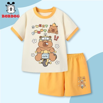 Đồ bộ bé trai BOBDOG, set áo thun quần cộc cotton in hình Capybara cute N-KS207 cho bé