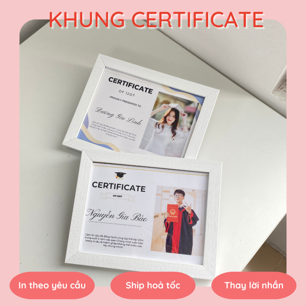 Khung ảnh giấy chứng nhận in theo yêu cầu molli.store__