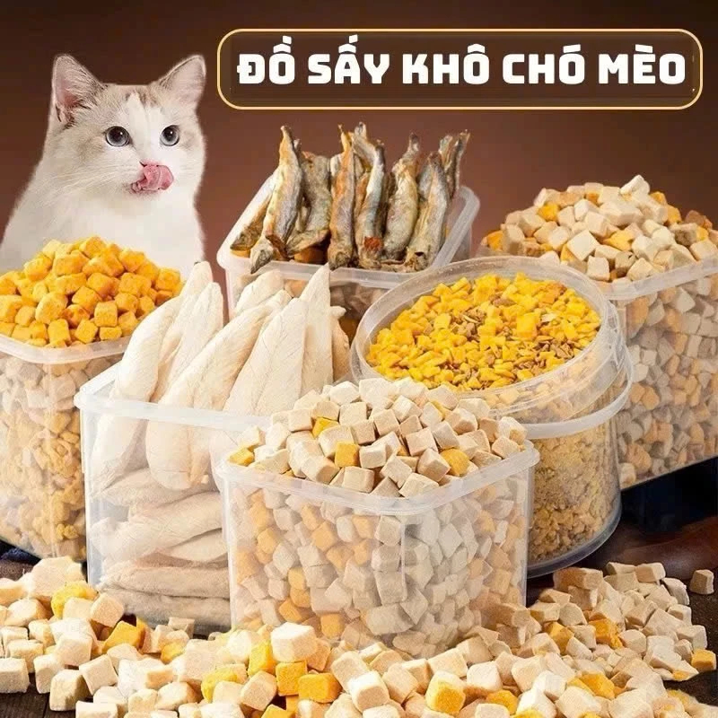 Thức ăn Thịt sấy khô cho chó mèo cao cấp Thương Hiệu KAMT- Vị Ức gà, Trứng, Cỏ mèo, Dầu cá, Gan Gà, 