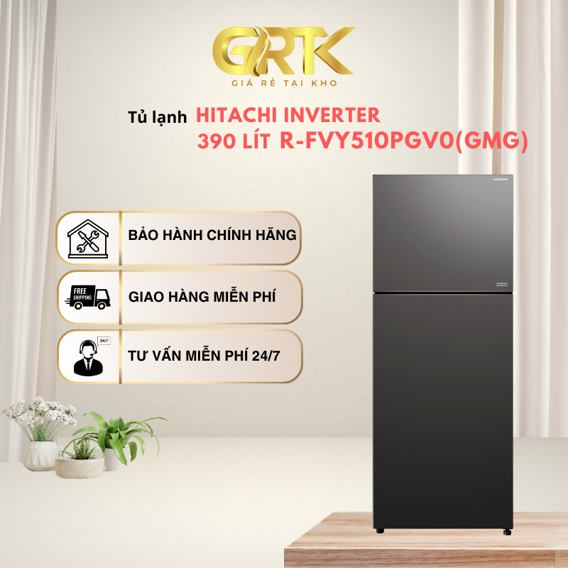 Tủ lạnh Hitachi Inverter 390 lít R-FVY510PGV0(GMG) – Giao Nhanh TP.HCM