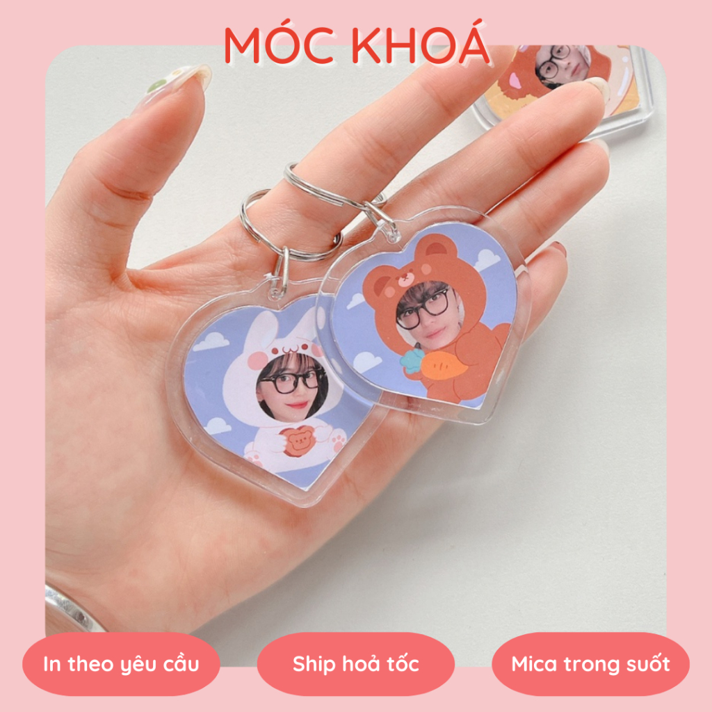[Chat trước khi đặt] Móc khoá trang trí trái tim in ảnh theo yêu cầu molli.store__