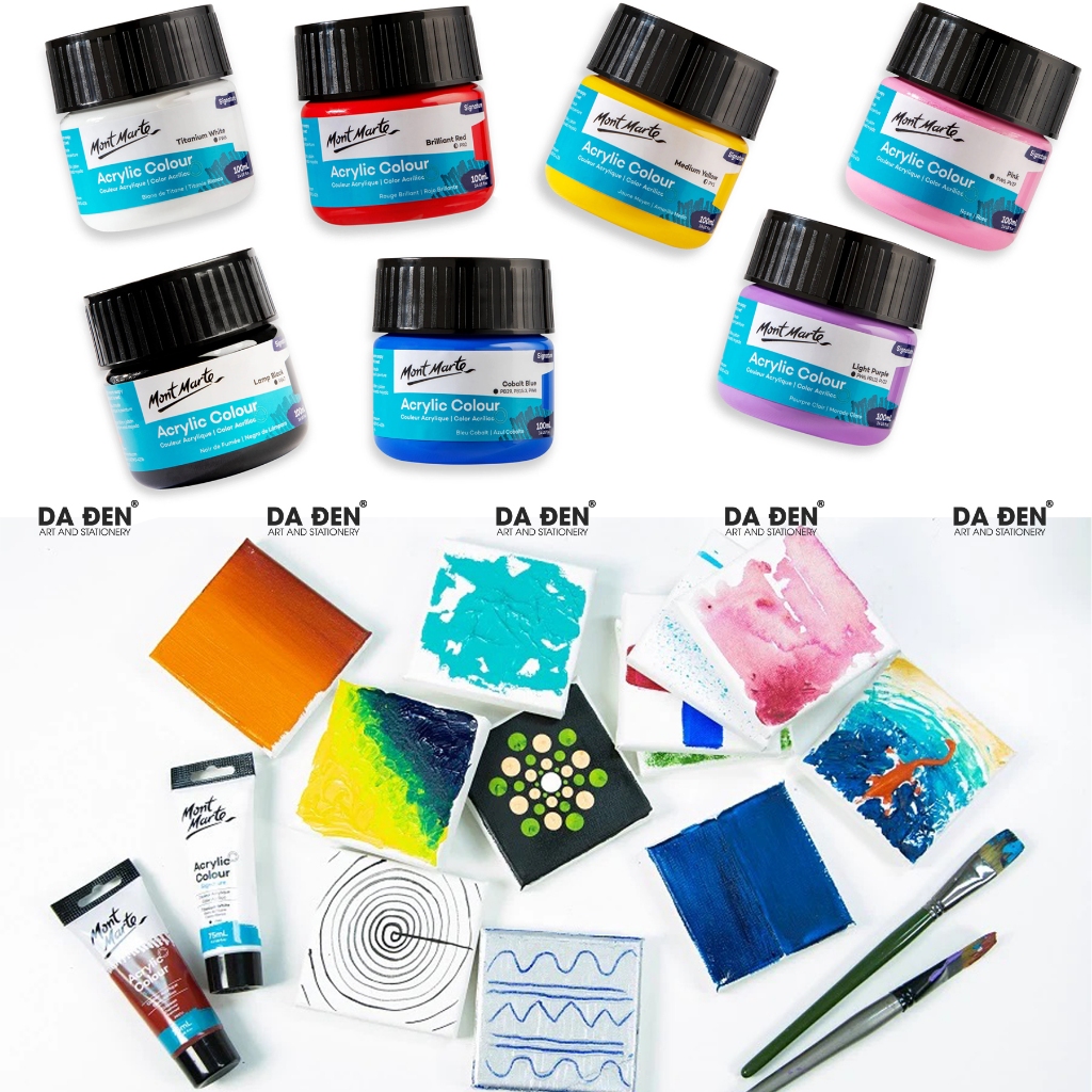 [DA ĐEN] Màu Hủ Acrylic 100ml Mont Marte (Basic | Fluoro | Metallic)