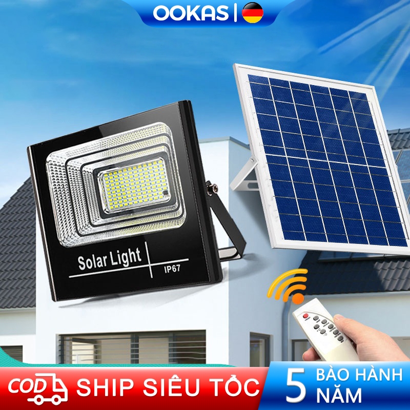 OOKAS Đèn năng lượng mặt trời 4000W LED siêu sáng ngoài trời chống nước IP67