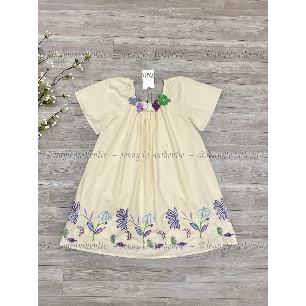 [ZARA AUTHENTIC] Váy Kid ZARA Authentic Dáng Babydoll, Hoạ Tiết Thêu Giá SALE